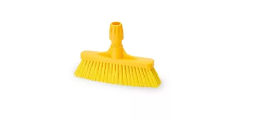 Igeax élelmiszeripari seprű, partvis fej, 28cm, billenő szemetes lapáthoz, 0,5mm közepes sörtével, sárga