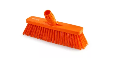 Igeax élelmiszeripari tolóseprű, partvis fej, 30 cm, 0,5mm közepes sörtével, narancssárga