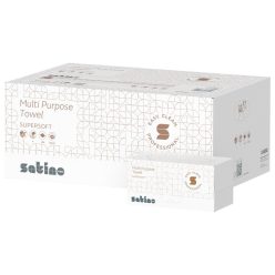   Satino Wepa Supersoft többcélű V hajtogatott törlőkendő 2 réteg, fehér, 22x21cm, 15x200 lap/karton