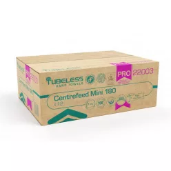   Tubeless PRO 180 Mini tekercses kéztörlő 1 rétegű, fehér, 100% cellulóz, 726lap, 181,5m 12db/zsugor