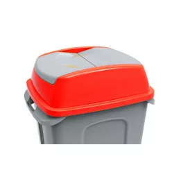   Planet Hippo hulladékgyűjtő szemetes fedél, műanyag, piros, 50L