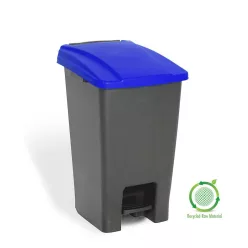   Planet Szelektív hulladékgyűjtő konténer, műanyag, pedálos, antracit/kék, 70L