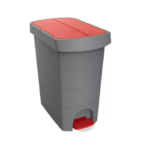 Planet Pelikán Slim pedálos szemetes eco antracit színű, piros fedéllel 60L