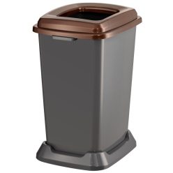   Planet Szelektív hulladékgyűjtő konténer, műanyag, nyitott fedeles, barna, 50L