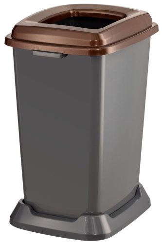 Planet Szelektív hulladékgyűjtő konténer, műanyag, nyitott fedeles, barna, 50L