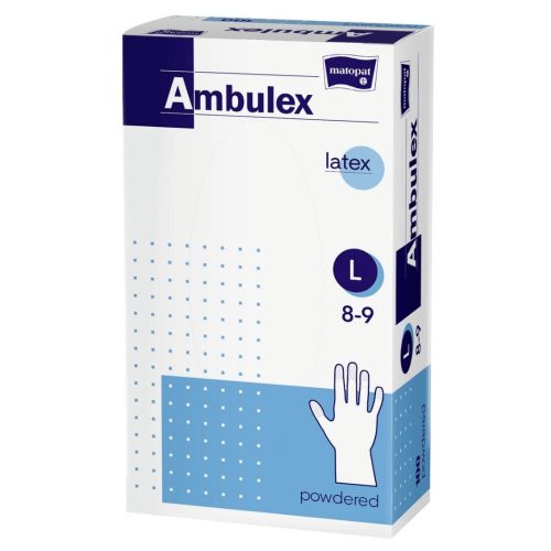 Ambulex latex fehér gumikesztyű púderes L 100db/doboz