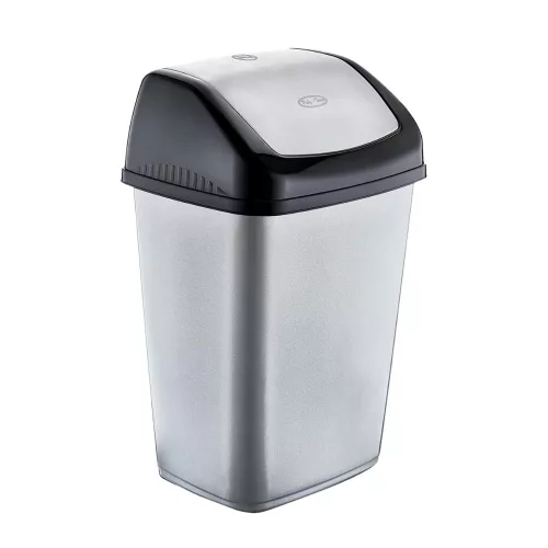 Polytime billenőfedeles szemetes kuka, műanyag, szürke/antracit, 50 L