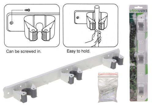 Fali eszköz/nyéltartó 4 befogóval falra szerelhető