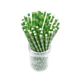 Szívószál papír bambusz mintás - 8mm átm. 24cm