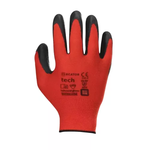 MERCATOR tech red+black latex PAIR mártott kesztyű L