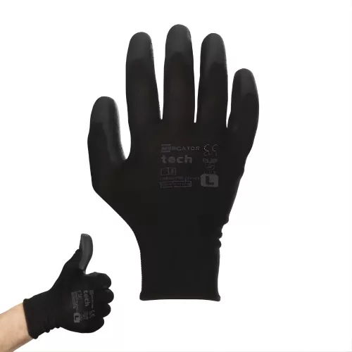 MERCATOR tech black+black PU mártott kesztyű M