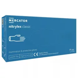   MERCATOR Nitrylex classic blue -nitril púdermentes,kék vizsgálókesztyű  M