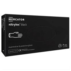   MERCATOR Nitrylex black nitril púdermentes fekete vizsgálókesztyű S