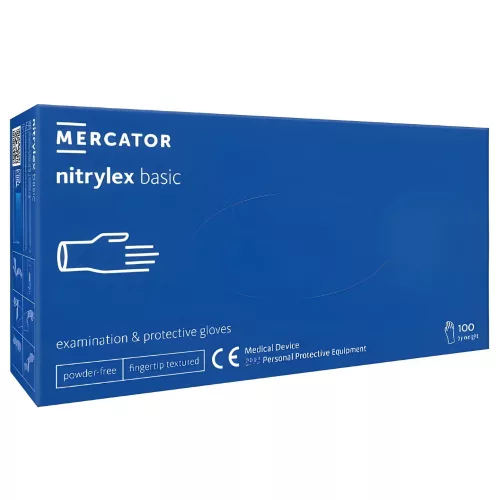 MERCATOR NITRYLEX BASIC A100 BLUE - nitril púdermentes kék vizsgálókesztyű S