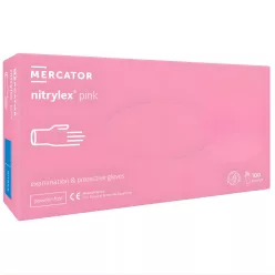   MERCATOR Nitrylex pink nitril púdermentes világos rózsaszín vizsgálókesztyű M