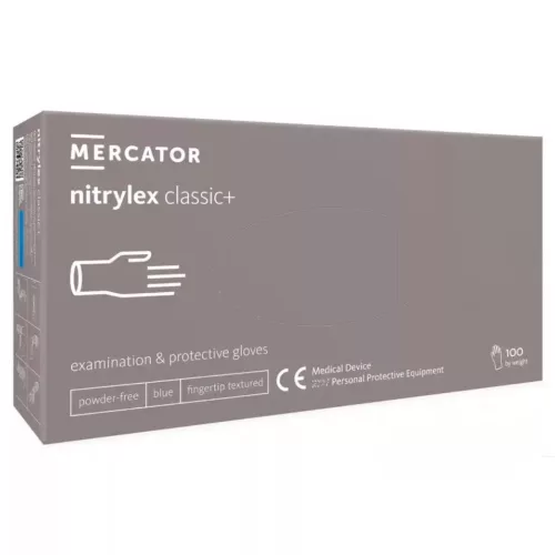 MERCATOR Nitrylex classic + blue -nitril púdermentes,kék vizsgálókesztyű  XS    (új termék)