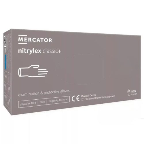 MERCATOR Nitrylex classic + blue -nitril púdermentes,kék vizsgálókesztyű  S      (új termék)