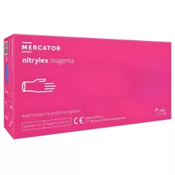   MERCATOR Nitrylex magenta,nitril púdermentes magenta(intenzív pink) színű vizsgálókesztyű M