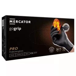   MERCATOR gogrip (black)nitril védőkesztyű fekete púdermentes,gyémánt textúrált M,50 db/doboz 