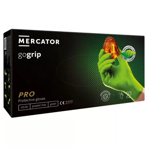 MERCATOR gogrip (green)nitril védőkesztyű zöld púdermentes,gyémánt textúrált XL,50 db/doboz  
