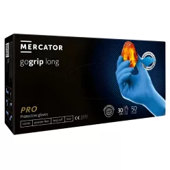  MERCATOR gogrip (blue)long,nitril védőkesztyű kék púdermentes,gyémánt textúrált,30 cm mandzsetta XL,50 db/doboz