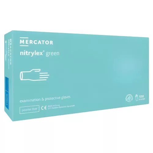 MERCATOR Nitrylex green nitril púdermentes mentazöld vizsgálókesztyű XS
