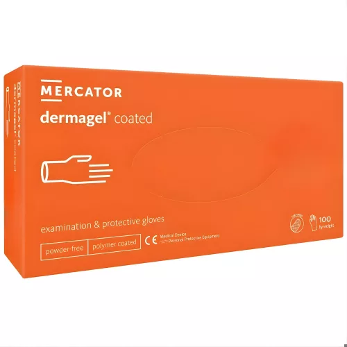 MERCATOR Dermagel coated kopolimeres latex púdermentes vizsgálókesztyű  XS