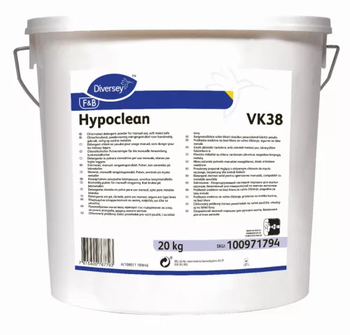 Hypoclean VK38 20kg - Emelt aktívklór tartalmú, erős zsíroldó hatású por, könnyűfém felületkere is