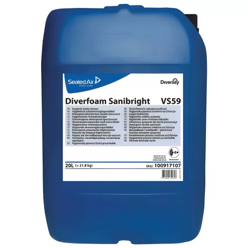 Divosan Sanibright VS59 20L - Quat mentes, nem oxidáló, lúgos hab tisztító fertőtlenítő