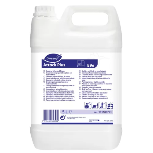 Diversey Attack Plus E9e 5L - Erős hatékonyságú, oldószer-alapú tisztítószer