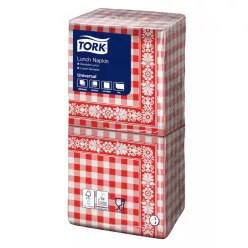   Tork szalvéta Lunch Universal PIROS CHECK 1r., 1/4 hajtás, 33X32cm, 500db/csg, 10csg/karton