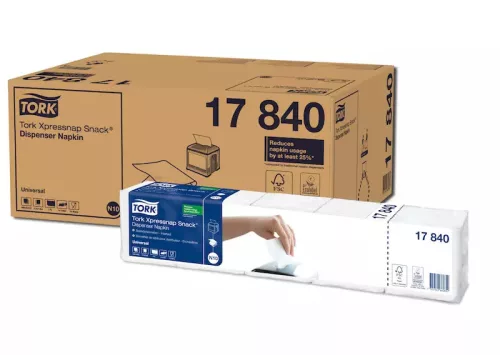 Tork szalvéta adagolós "Xpressnap Snack" N10 Universal fehér, 1r., 1/4, 21,3X21,4cm, 1125db/csg, 9000db/karton