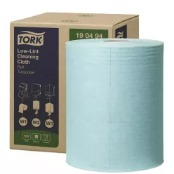   Tork tekercses tisztítókendő W1/W2/W3 szöszszegény Premium, türkiz, 80m/tek
