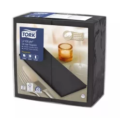   Tork szalvéta Linstyle, premium textilhatású, FEKETE, 39/1, 1/8 HAJTÁS, 50db/csg, 12csg/karton