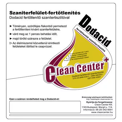 Clean Center Dodacid kísérőmatrica