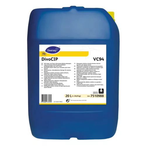 DivoCIP VC94 20L - Nagy hatékonyságú, aktív-klór tartalmú, lúgos tisztítószer