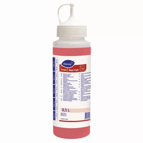 TASKI Sani Calc 0,5L-es üres csőrös flakon "Sani Calc" felirattal