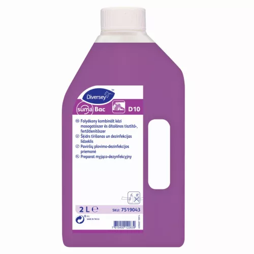 Suma Bac D10 2L - Folyékony kombinált kézi mosogatószer és általános tisztító-, fertőtlenítőszer