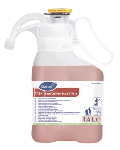TASKI Sani Cid Pur-Eco SD eco címkével ellátott, citromsav alapú fürdőszobai tisztítószer koncentrátum 1,4L