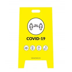 Covid biztonsági előírásokra figyelmeztető tábla