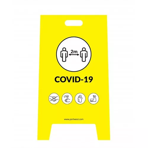 Covid biztonsági előírásokra figyelmeztető tábla