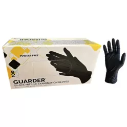   Gumikesztyű Guarder nitril PÚDER NÉLKÜLI, FEKETE ERŐSÍTETT 5,5g "M" 100db/doboz, 10doboz/karton