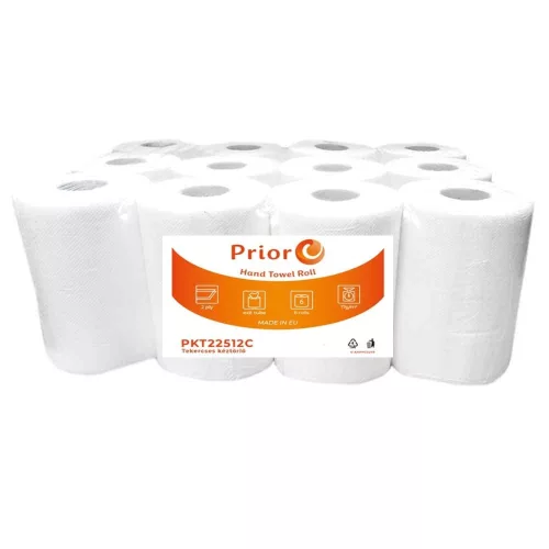 PRIOR tekercses törlő mini, 2r., fehér, 14cm, 50m/tek, 12tek/karton, 44karton/raklap