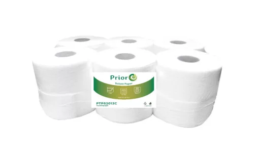 PRIOR toalettpapír Mini Jumbo 19cm-es, 2 rétegű, fehér, 100m/tekercs, 12 tek/karton (52 karton/raklap)