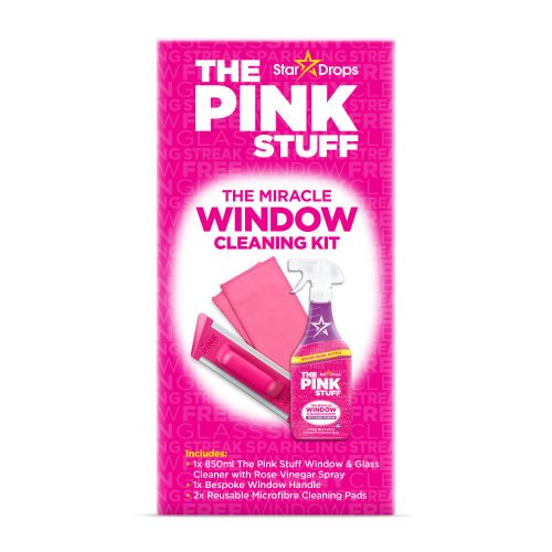The Pink Stuff Miracle ablaktisztító szett (Pink Stuff ablaktisztító 850ml + Pink Stuff mikroszálas ablaktisztító párna fogantyúval)