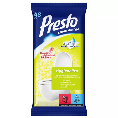 PRESTO clean and go HygienePro nedves fertőtlenítő kendő 48db/cs