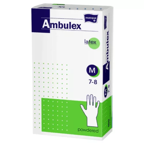 Ambulex latex fehér gumikesztyű púderes M 100db/doboz