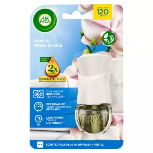 Air Wick elektromos illatosító készülék+utántöltő 19ml Linen&White Orchid