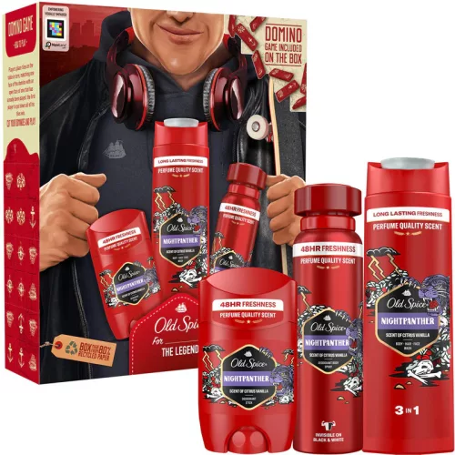 Old Spice Ajándékcsomag NIGHTPANTHER Tusfürdő 400 ml + Dezodor 150 ml + Deo Stick 50ml