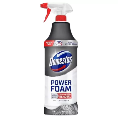 Domestos Power Foam WC és fürdőszoba tisztító hab Vízkőoldó 435 ml